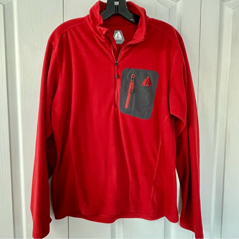 Eddie Bauer Mens M Red/Gray First Ascent 1/4 Zip Pullover Whittaker Fleece
